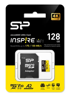 SILICON POWER κάρτα μνήμης microSDXC Inspire, 128GB, UHS-I U3 A1 V30