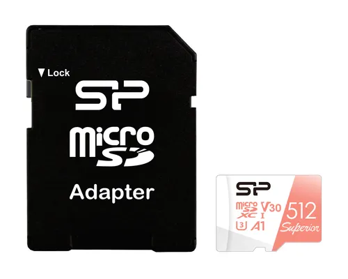 SILICON POWER κάρτα μνήμης microSDXC Superior, 512GB, C10 UHS-I U3 A1 V30