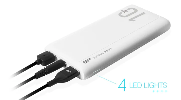SILICON POWER power bank QP15, 10000mAh, 2x USB & USB Type-C, 3A, λευκό