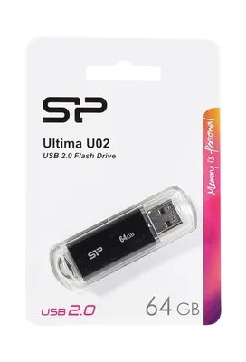 SILICON POWER USB Flash Drive Ultima U02, 64GB, USB 2.0, μαύρο