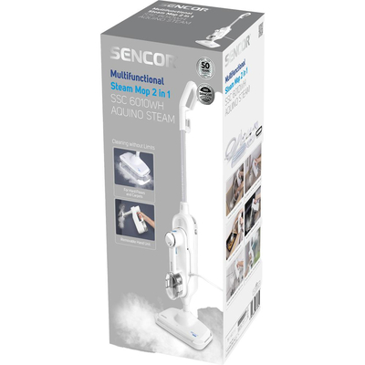 Σκούπα Stick Ατμού 2 σε 1 Sencor SSC 6010WH 1500W με Αποσπώμενο Καθαριστή Ατμού για Όλες τις Επιφάνειες με 3 Επίπεδα Ατμού Καλώδιο 5m Λευκή