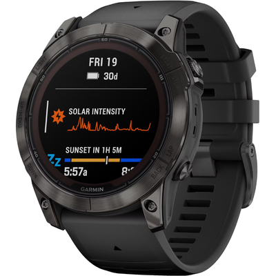 Smartwatch Garmin Fenix 7X Pro Sapphire Solar Titanium 51mm GPS NFC 10 ATM Carbon Grey DLC Titanium με Black Band