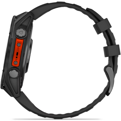Smartwatch Garmin Fenix 8 Stainless Steel 47mm GPS NFC 10 ATM με Δυνατότητα Κλήσεων Slate Grey με Black Silicone Band