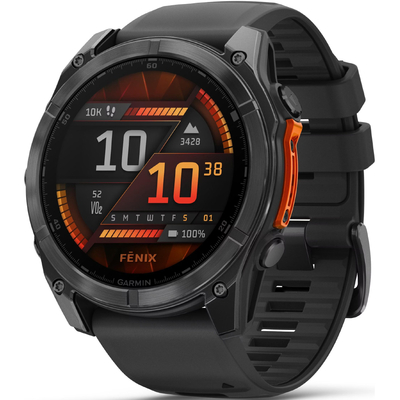 Smartwatch Garmin Fenix 8 Stainless Steel 51mm GPS NFC 10 ATM με Δυνατότητα Κλήσεων Slate Grey με Black Silicone Band