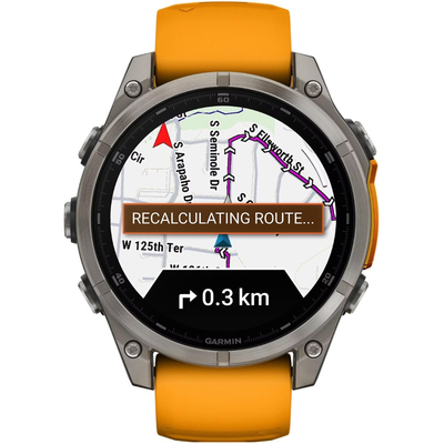 Smartwatch Garmin Fenix 8 Titanium 47mm GPS NFC 10 ATM με Δυνατότητα Κλήσεων Sapphire Titanium with Spark Orange and Graphite Silicone Band