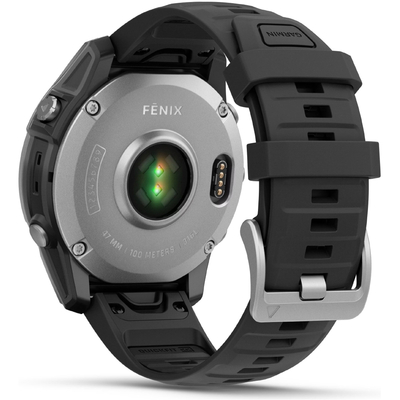 Smartwatch Garmin Fenix E 47mm GPS NFC 10 ATM Stainless Steel με Black Silicone Band
