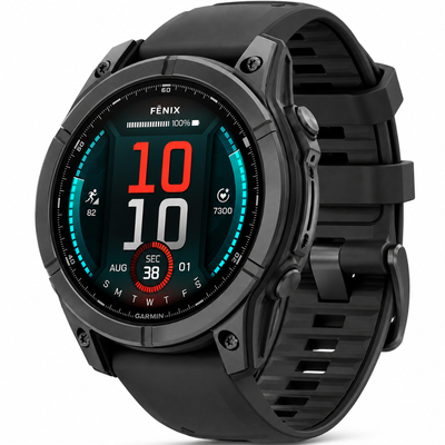 Smartwatch Garmin Fenix E Stainless Steel 47mm GPS NFC 10 ATM Slate Grey με Black Silicone Band