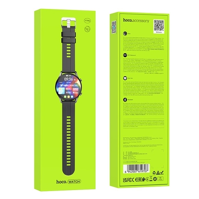 Smartwatch Hoco Y7 Pro 1.39" Bluetooth v5.0 240mAh IP67 με Δυνατότητα Κλήσεων Silicon Band Metal Grey