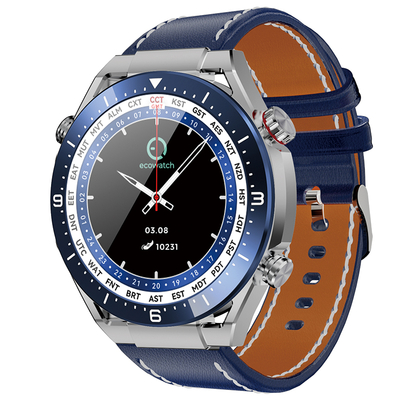 Smartwatch Maxcom Ecowatch 1 1.52” 400mAh IP67 Μπλε με Silicon PU Leather και Metal Band