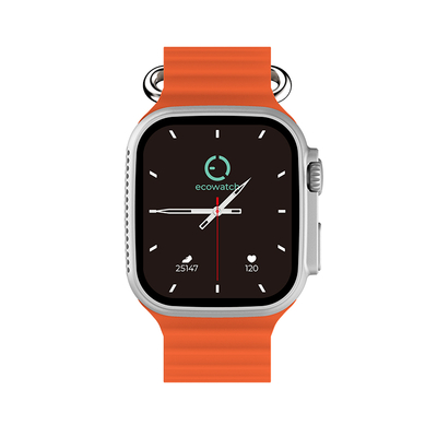 Smartwatch Maxcom Ecowatch 2 1.95” 230mAh IP67 με Δυνατότητα Κλήσεων με Ασημί και Πορτοκαλί Λουράκια