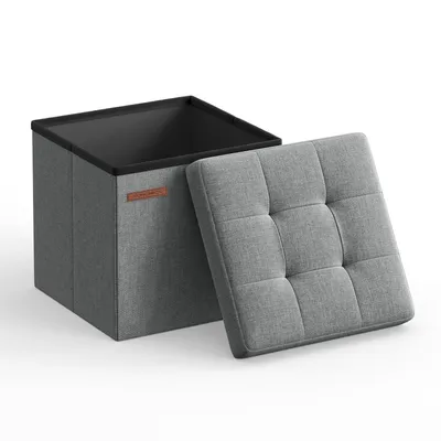 Songmics Αναδιπλούμενο Σκαμπό Αποθήκευσης  - 30 x 30 x 30 - Γκρί  (LSF028G02) (SNGLSF028G02)