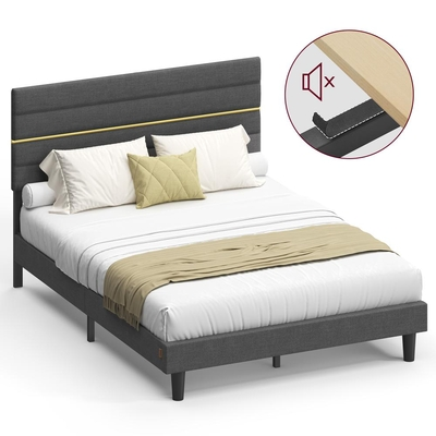 Songmics Διπλό Κρεβάτι 140 x 200 x 110-116,5 cm, Γκρι (RMB504G01) (SNGRMB504G01)