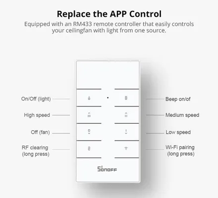 SONOFF smart διακόπτης ανεμιστήρα οροφής IFAN04 με RF χειριστήριο, Wi-Fi