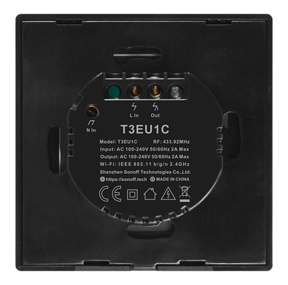 SONOFF smart διακόπτης ΤΧ-T3EU1C, αφής, Wi-Fi, μονός, μαύρος