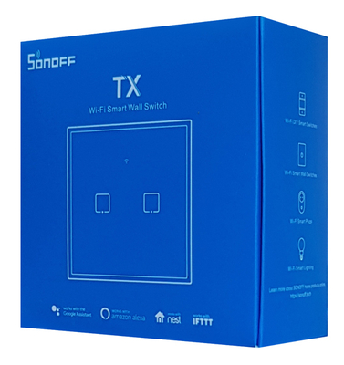 SONOFF smart διακόπτης ΤΧ-T3EU2C, αφής, Wi-Fi, διπλός, μαύρος