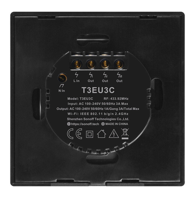 SONOFF smart διακόπτης ΤΧ-T3EU3C, αφής, Wi-Fi, τριπλός, μαύρος