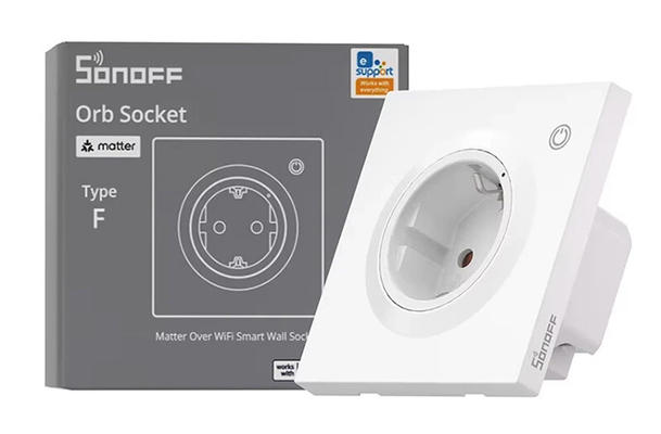 SONOFF smart επιτοίχια πρίζα ρεύματος WS01TPF-E, WiFi, Matter, 16A/4000W, λευκή