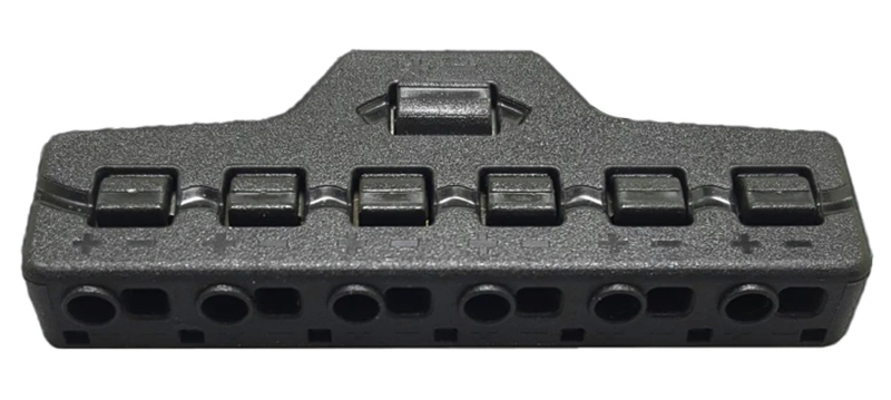 Splitter block TOOL-0095 για LED καλωδιοταινίες, 6-port, μαύρο