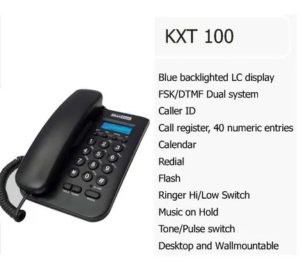 Σταθερό Ψηφιακό Τηλέφωνο Maxcom KXT100 Μαύρο με Οθόνη και Ασφάλεια Κλειδώματος Πληκτρολογίου
