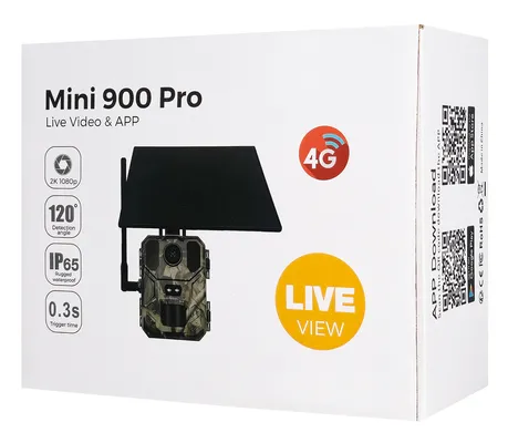 SUNTEK smart ηλιακή κάμερα κυνηγού Mini 900 Pro, PIR, 4G, 30MP/2K, SD, IP65