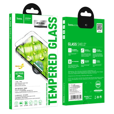 Tempered Glass Hoco A12 Plus Nano 3D Full Screen Edges Protection 9H με Μαύρο Περίγραμμα για Apple iPhone 16 Plus 15 Plus
