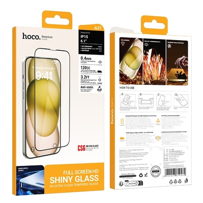 Tempered Glass Hoco Premium Series A37 120CC Large Arc Edges Dustproof 0.4mm 3D Anti-Static για Apple iPhone 15 iPhone 16