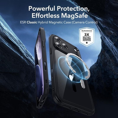 Θήκη Esr Classic Hybrid Magsafe με Tempered glass για iPhone Apple 17 Pro iPhone 18 Pro Διάφανη-Μαύρη