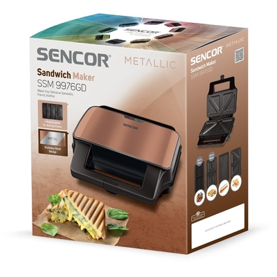 Τοστιέρα με 4 Αποσπώμενες Πλάκες CoolTouch Sencor SSM 9976GD Χρυσό