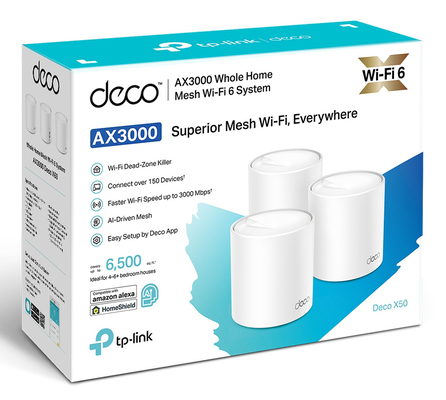 TP-LINK Home Mesh WiFi 6 System Deco X50, 3000Mbps AX3000, V1.0, 3τμχ