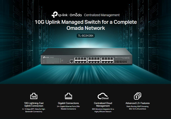 TP-LINK L2+ Managed Switch TL-SG3428X, 24-Port Gigabit, 4x SFP+, Ver.1.4