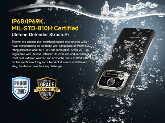 ULEFONE smartphone Armor 25T Pro, 6.78", 8/256GB, 5G, 6500mAh, IP68/IP69K/MIL-STD-810H, μαύρο