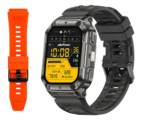 ULEFONE smartwatch Armor Watch Ultra, 2x λουράκια, heart rate, 1.93" AMOLED, GPS, MIL-STD-810H, μαύρο