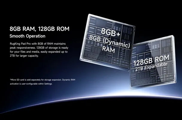 ULEFONE tablet RugKing Pad Pro, 8.68", 8/128GB, 7100mAh, IP68/IP69K/MIL-STD-810H, 4G, μαύρο