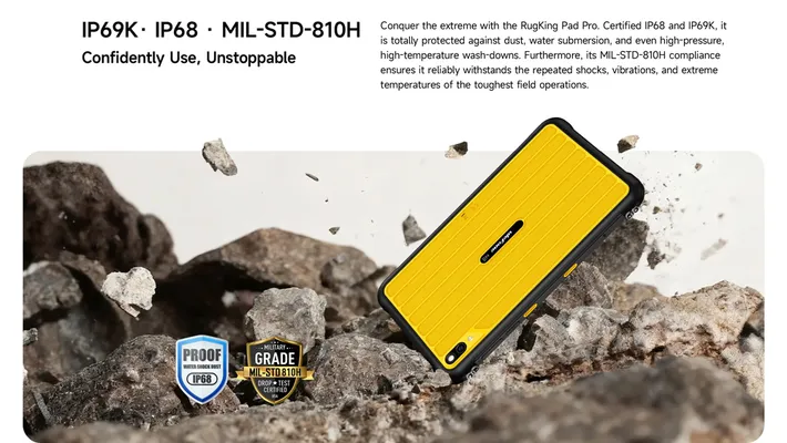 ULEFONE tablet RugKing Pad Pro, 8.68", 8/128GB, 7100mAh, IP68/IP69K/MIL-STD-810H, 4G, μαύρο