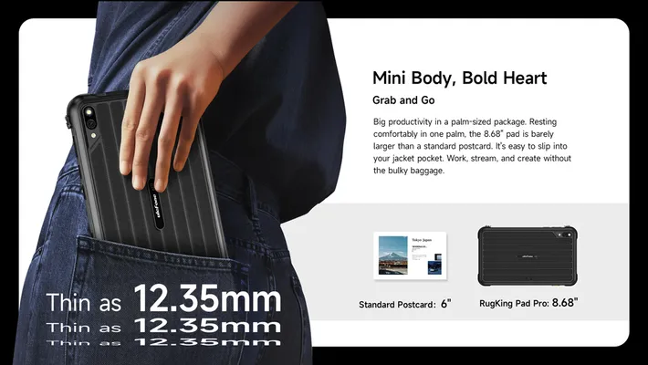 ULEFONE tablet RugKing Pad Pro, 8.68", 8/128GB, 7100mAh, IP68/IP69K/MIL-STD-810H, 4G, μαύρο