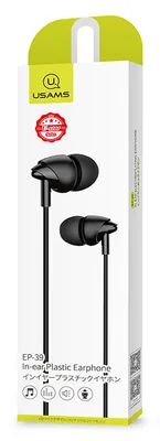 USAMS earphones με μικρόφωνο EP-39, 3.5mm σύνδεση, Φ10mm, 1.2m, μαύρα