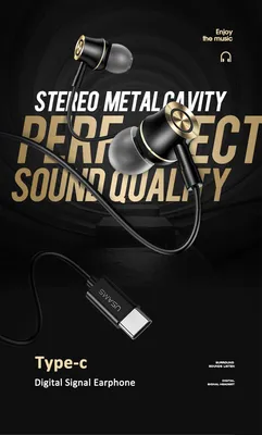 USAMS earphones με μικρόφωνο US-SJ482, USB-C, Φ10mm, 1.2m, πράσινα