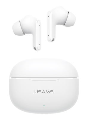USAMS earphones με θήκη φόρτισης E05, True Wireless, BT 6.0, λευκό