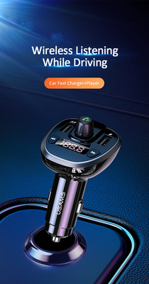 USAMS FM transmitter με οθόνη US-CC115, 2x USB, SD card, 3.4A, μαύρο