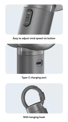 USAMS φορητός ανεμιστήρας LU01 με 5 ταχύτητες, 2000mAh, λευκός