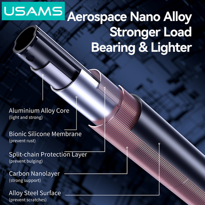 USAMS φωτιστικό δαχτυλίδι LED ZB323 με τρίποδο & βάση smartphone, μαύρο