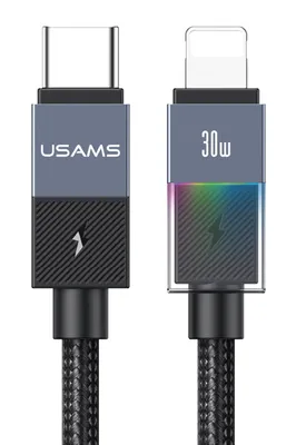 USAMS καλώδιο Lightning σε USB-C SJ776, 30W, 480Mbps, 1.2m, μαύρο