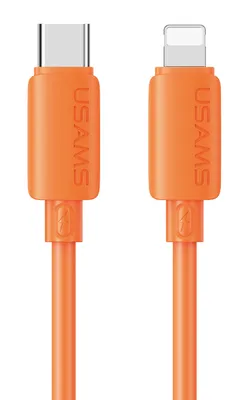 USAMS καλώδιο Lightning σε USB-C SJ788, σιλικόνης, 30W, 480Mbps, 1m, πορτοκαλί