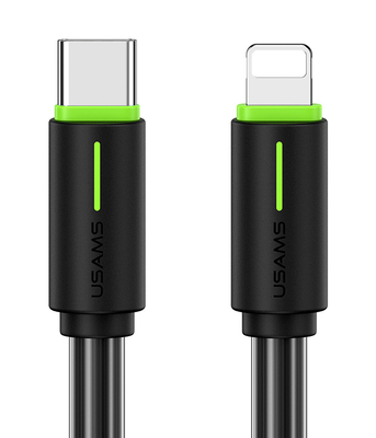 USAMS καλώδιο Lightning σε USB-C US-SJ735, 30W, 480Mbps, 1m, μαύρο