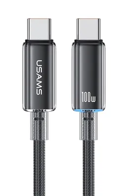 USAMS καλώδιο USB-C σε USB-C US-SJ660, 100W, 480Mbps, 1.2m, μαύρο