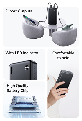 USAMS power bank CD254, 2x θύρες εξόδου, 20000mAh, 10W, λευκό