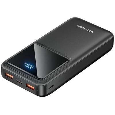 VENTION 20000mAh Power Bank (Micro-USB + USB-C + USB-A + USB-A) 22.5W Black LED Display Type (FHLB0) (VENFHLB0)