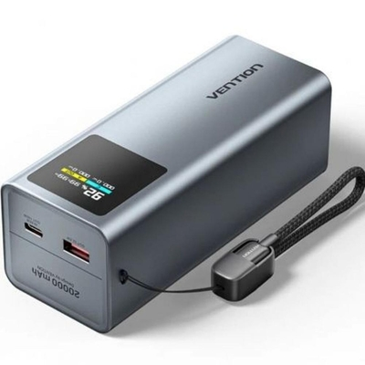 VENTION 20000mAh Power Bank (USB-C + USB-C/USB-A) 100W Gray TFT Display Type (FKCH0) (VENFKCH0)