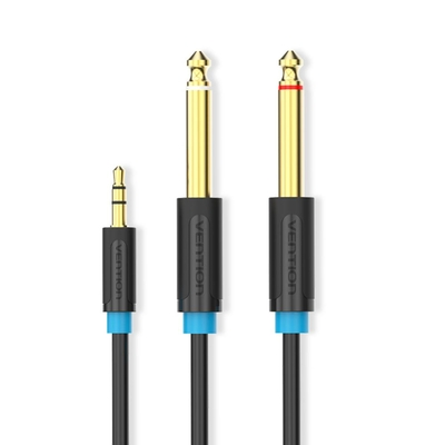 VENTION 3.5mm Male to 2*6.5mm Male Audio Cable 3M Black (BACBI) (VENBACBI)