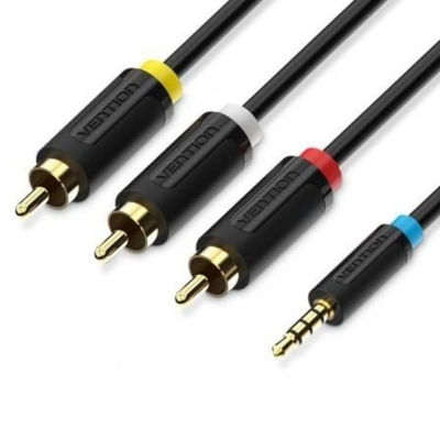 VENTION 3.5mm Male to 3RCA Male AV Cable 1.5M Black (BCBBG) (VENBCBBG)